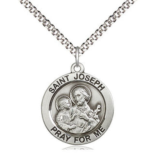 Sterling Silver Saint Joseph Medal Religious Jewelry Engraved Catholic Saint Jewelry