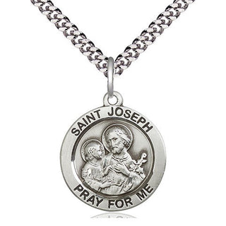 Sterling Silver Saint Joseph Medal Religious Jewelry Engraved Catholic Saint Jewelry