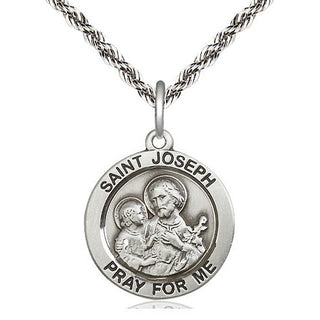 Sterling Silver Saint Joseph Medal Religious Jewelry Engraved Catholic Saint Jewelry
