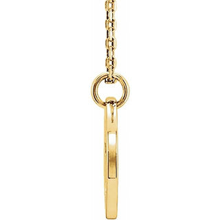 14K Yellow .03 CT Natural Diamond Pierced Cross Disc 16-18" Necklace