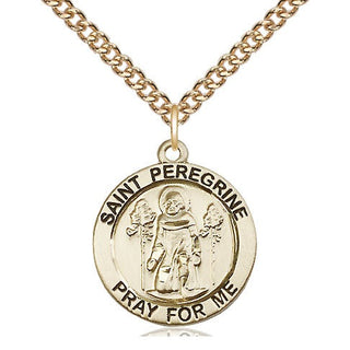 14kt Gold Saint Peregrine Medal Engraved Catholic Saint Jewelry