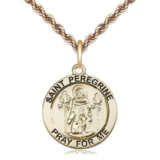 14kt Gold Saint Peregrine Medal Engraved Catholic Saint Jewelry