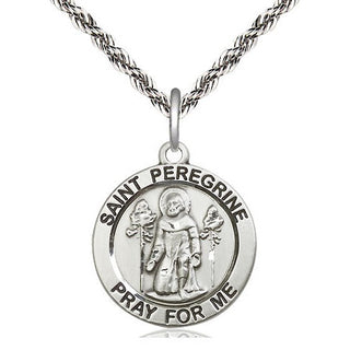 Sterling Silver Saint Peregrine Medal Religious Jewelry Engraved Catholic Saint Jewelry