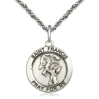 Sterling Silver Saint Francis of Assisi Medal Religious Jewelry Engraved Catholic Saint Jewelry