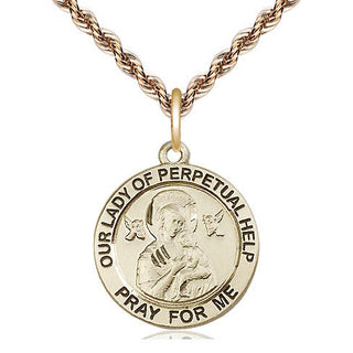 14kt Gold Our Lady of Perpetual Help Medal Engraved Catholic Saint Jewelry