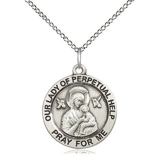 Sterling Silver Our Lady of Perpetual Help Medal Religious Jewelry Engraved Catholic Saint Jewelry