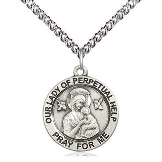 Sterling Silver Our Lady of Perpetual Help Medal Religious Jewelry Engraved Catholic Saint Jewelry