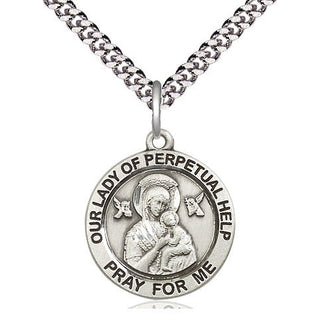 Sterling Silver Our Lady of Perpetual Help Medal Religious Jewelry Engraved Catholic Saint Jewelry