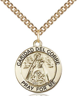 14kt Gold Caridad del Cobre Medal Engraved Catholic Saint Jewelry