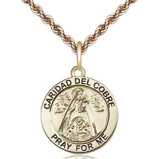 14kt Gold Caridad del Cobre Medal Engraved Catholic Saint Jewelry