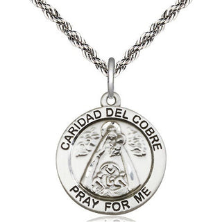 Sterling Silver Caridad del Cobre Medal Religious Jewelry Engraved Catholic Saint Jewelry