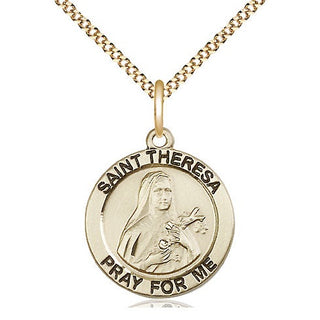 14kt Gold Filled Saint Theresa Medal Religious Jewelry Engraved Catholic Saint Jewelry