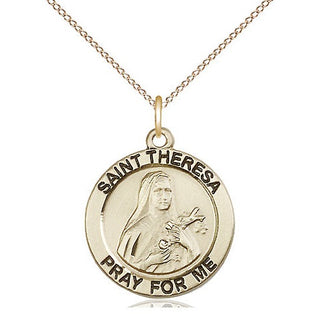 14kt Gold Filled Saint Theresa Medal Religious Jewelry Engraved Catholic Saint Jewelry