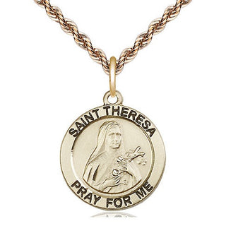 14kt Gold Filled Saint Theresa Medal Religious Jewelry Engraved Catholic Saint Jewelry
