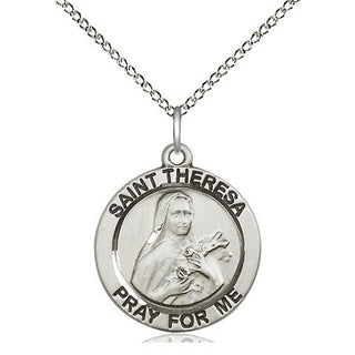 Sterling Silver Saint Theresa Medal Religious Jewelry Engraved Catholic Saint Jewelry