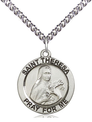 Sterling Silver Saint Theresa Medal Religious Jewelry Engraved Catholic Saint Jewelry