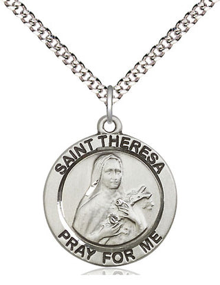 Sterling Silver Saint Theresa Medal Religious Jewelry Engraved Catholic Saint Jewelry
