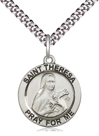 Sterling Silver Saint Theresa Medal Religious Jewelry Engraved Catholic Saint Jewelry