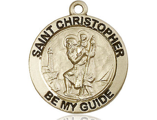 14kt Gold Filled Saint Christopher Medal Engraved Catholic Saint Jewelry