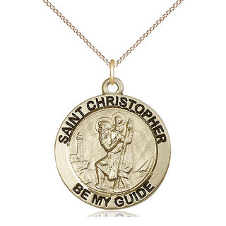 14kt Gold Filled Saint Christopher Medal Catholic Jewelry Engraved Catholic Saint Jewelry