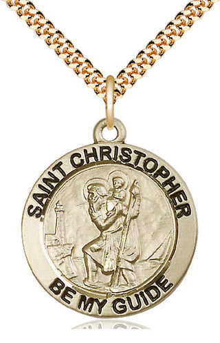 14kt Gold Filled Saint Christopher Medal Catholic Jewelry Engraved Catholic Saint Jewelry