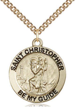14kt Gold Filled Saint Christopher Medal Catholic Jewelry Engraved Catholic Saint Jewelry