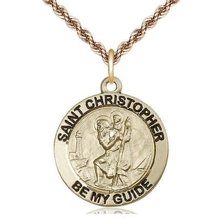 14kt Gold Filled Saint Christopher Medal Catholic Jewelry Engraved Catholic Saint Jewelry