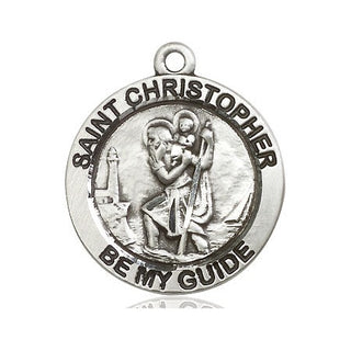 Pewter Saint Christopher Medal Engraved Catholic Saint Jewelry