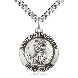 Pewter Saint Christopher Medal Catholic Jewelry Engraved Catholic Saint Jewelry