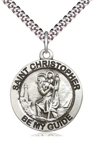 Sterling Silver Saint Christopher Medal Catholic Jewelry Engraved Catholic Saint Jewelry