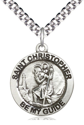 Sterling Silver Saint Christopher Medal Catholic Jewelry Engraved Catholic Saint Jewelry