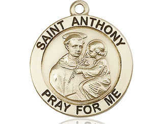 14kt Gold Filled Saint Anthony Medal Engraved Catholic Saint Jewelry