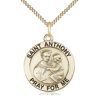 14kt Gold Filled Saint Anthony Medal Catholic Jewelry Engraved Catholic Saint Jewelry