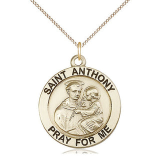 14kt Gold Filled Saint Anthony Medal Catholic Jewelry Engraved Catholic Saint Jewelry