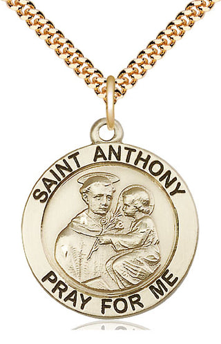 14kt Gold Filled Saint Anthony Medal Catholic Jewelry Engraved Catholic Saint Jewelry