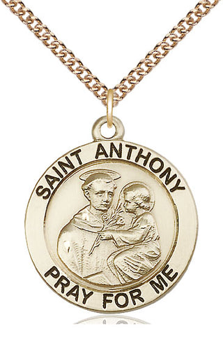 14kt Gold Filled Saint Anthony Medal Catholic Jewelry Engraved Catholic Saint Jewelry