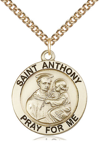 14kt Gold Filled Saint Anthony Medal Catholic Jewelry Engraved Catholic Saint Jewelry