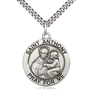 Sterling Silver Saint Anthony Medal Catholic Jewelry Engraved Catholic Saint Jewelry