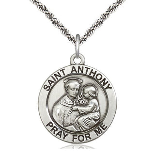 Sterling Silver Saint Anthony Medal Catholic Jewelry Engraved Catholic Saint Jewelry