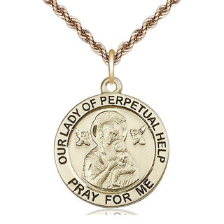 14kt Gold Our Lady of Perpetual Help Medal Engraved Catholic Saint Jewelry