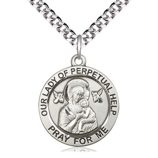 Sterling Silver Our Lady of Perpetual Help Medal Catholic Jewelry Engraved Catholic Saint Jewelry