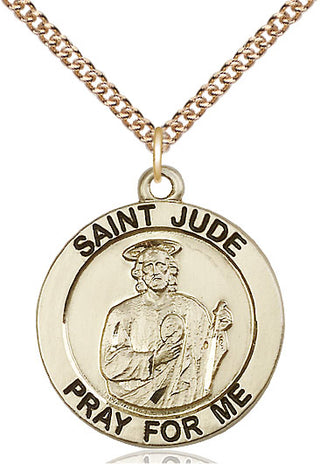 14kt Gold Saint Jude Medal Engraved Catholic Saint Jewelry