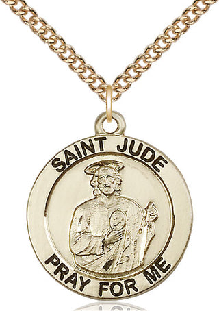 14kt Gold Saint Jude Medal Engraved Catholic Saint Jewelry