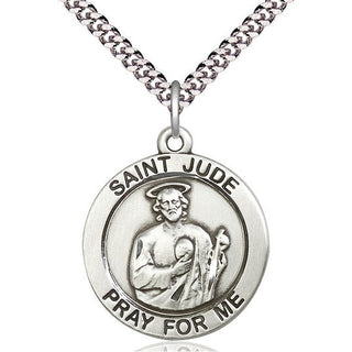 Sterling Silver Saint Jude Medal Catholic Jewelry Engraved Catholic Saint Jewelry