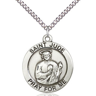Sterling Silver Saint Jude Medal Catholic Jewelry Engraved Catholic Saint Jewelry