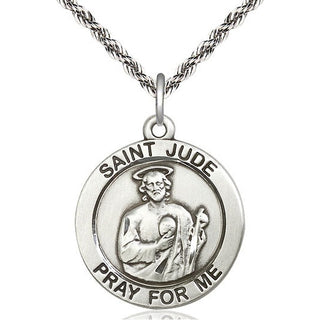 Sterling Silver Saint Jude Medal Catholic Jewelry Engraved Catholic Saint Jewelry