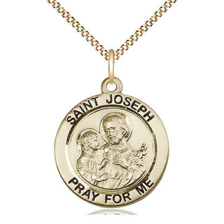 14kt Gold Filled Saint Joseph Medal Catholic Jewelry Engraved Catholic Saint Jewelry
