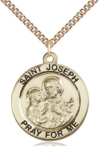 14kt Gold Filled Saint Joseph Medal Catholic Jewelry Engraved Catholic Saint Jewelry