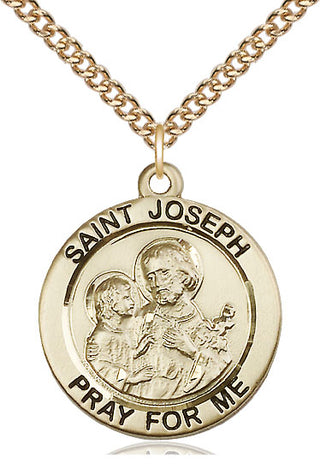 14kt Gold Filled Saint Joseph Medal Catholic Jewelry Engraved Catholic Saint Jewelry