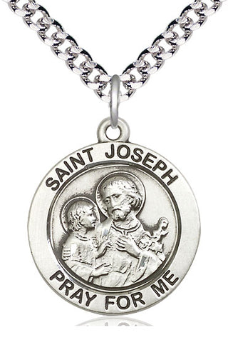 Sterling Silver Saint Joseph Medal Catholic Jewelry Engraved Catholic Saint Jewelry